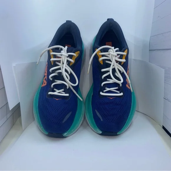 HOKA One One Bondi 8 Running Shoes Navy Teal Orange Women’s Size 9.5 - Picture 9 of 12